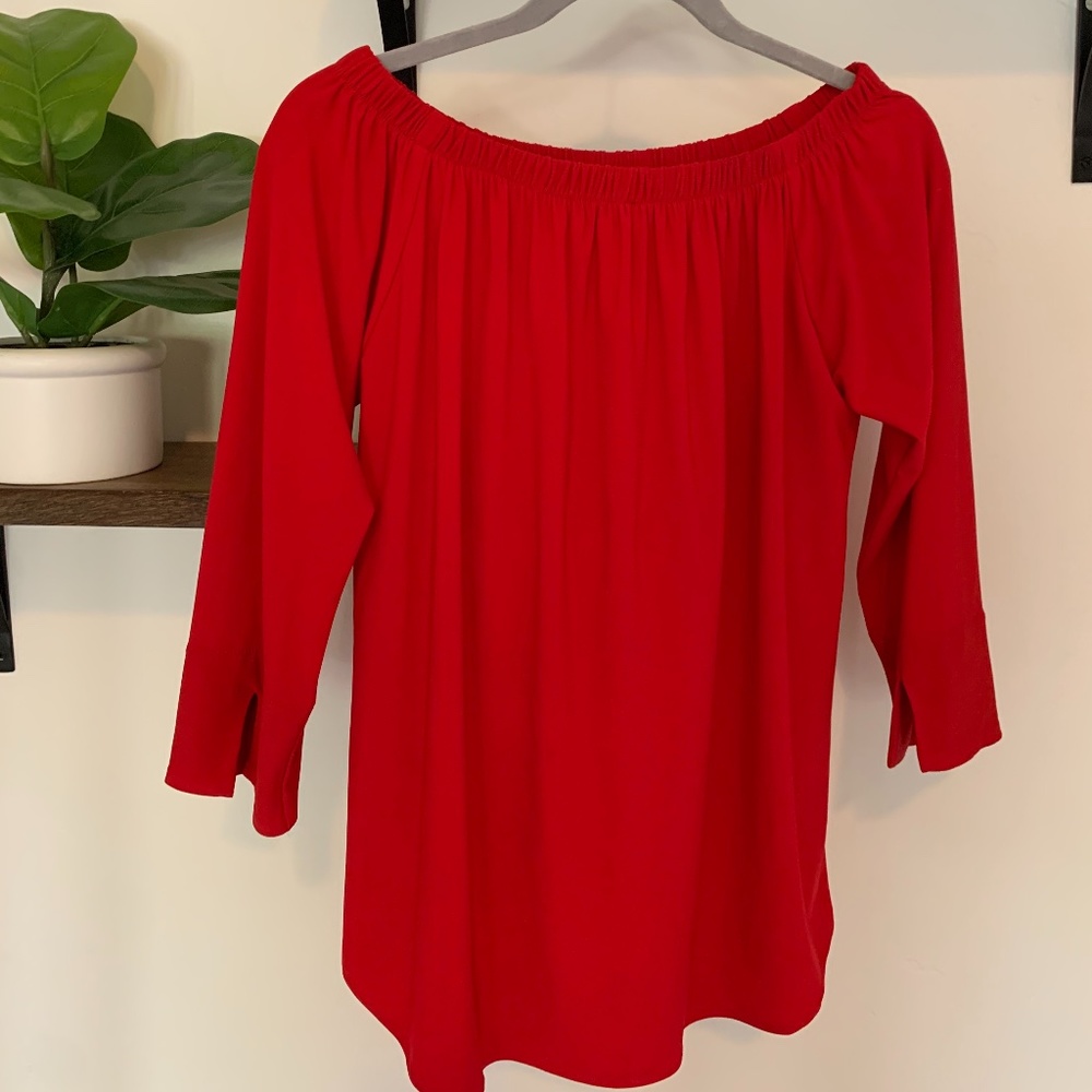 Red Off the Shoulder Blouse